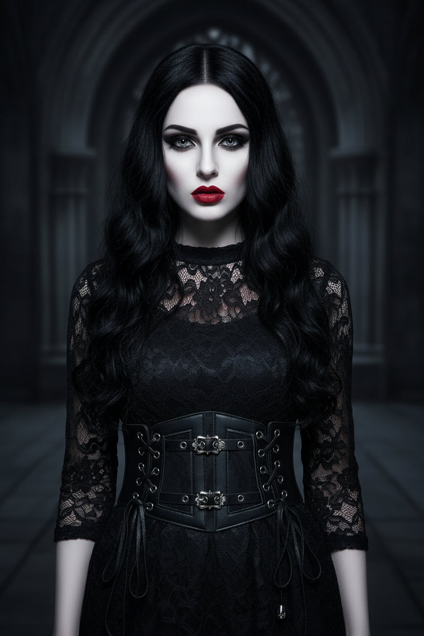 Ladies'S Retro Corset Belts Pin Buckle Elastic Lace & Gothic Style Cummerbunds Tie Rope Goth Punk for Women on Shirt Dress Belt