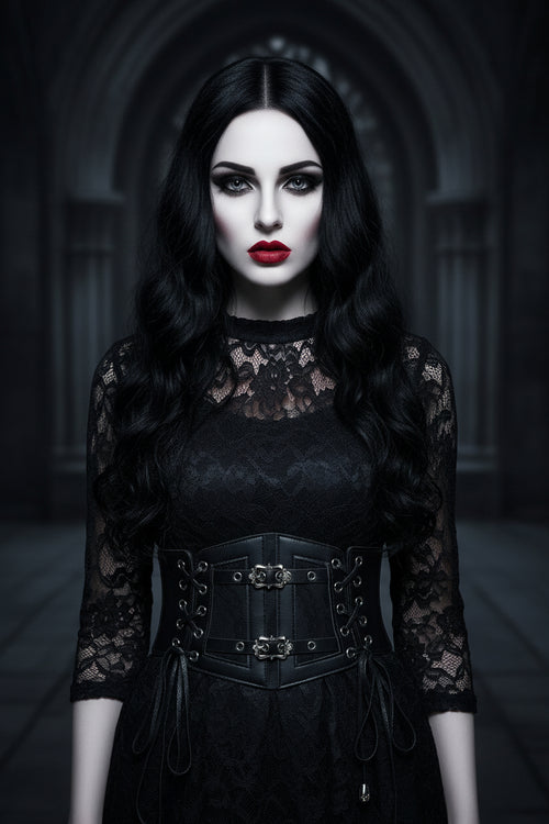 Ladies'S Retro Corset Belts Pin Buckle Elastic Lace & Gothic Style Cummerbunds Tie Rope Goth Punk for Women on Shirt Dress Belt