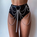 Layered Leather Belt with Chains Body Harness Sexy Waist Goth Accessories Strap Adjustable Festival Girls Jewelry