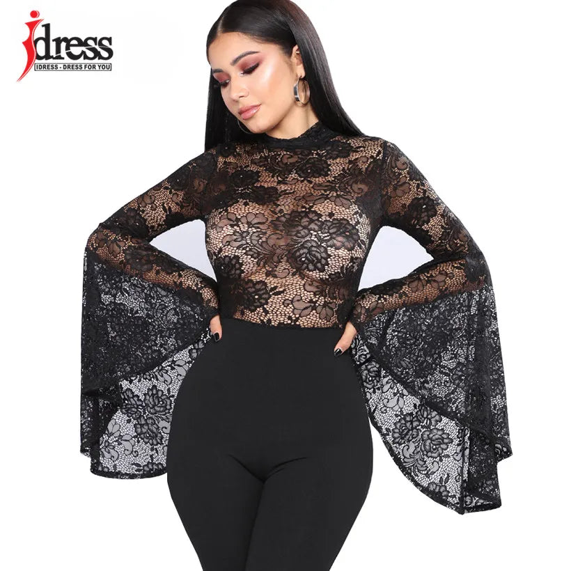HBLL Women Shorts Rompers Elegant Sexy Black Lace One Piece Bodycon Bodysuit Body Femme Manche Longue Women Lace Bodysuit