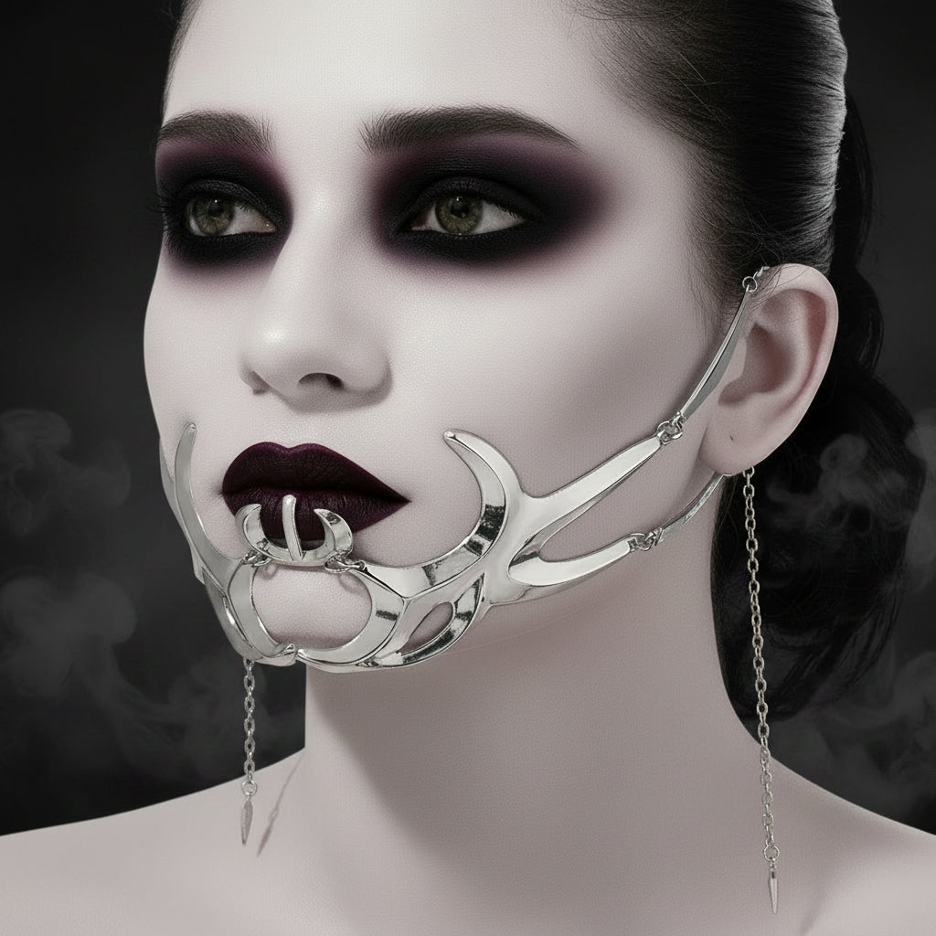 Fashion Gothic Mask Cyber Punk Liquid Irregular Silver Color Hollow Women Men Party Individuation Individual Jewelry Accessory