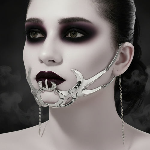 Fashion Gothic Mask Cyber Punk Liquid Irregular Silver Color Hollow Women Men Party Individuation Individual Jewelry Accessory
