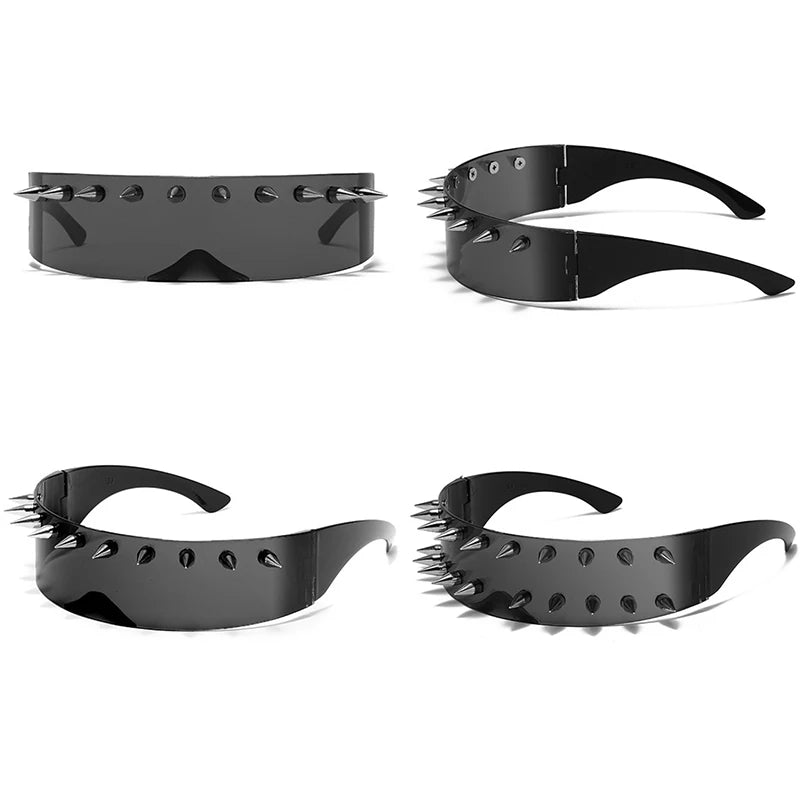 Novelty Punk Glasses Rock Large Shield Spike Fashion Weird Club Sunglasses Funny Party Glasses