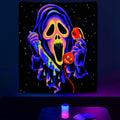 Blacklight Horror Skull UV Reactive Tapestry - Neon Glow in the Dark Spooky Wall Hanging for Bedroom & Living Room, Perfect for Party Backdrops - 51" X 59"