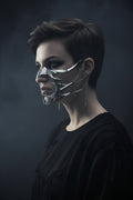 Fashion Gothic Mask Cyber Punk Liquid Irregular Silver Color Hollow Women Men Party Individuation Individual Jewelry Accessory