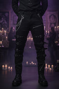 Men'S Fashion Hiphop Rock Punk Gothic Pants Techwear Sport Hiking Riding Cotton Casual Cargo Pants K013 Black 34