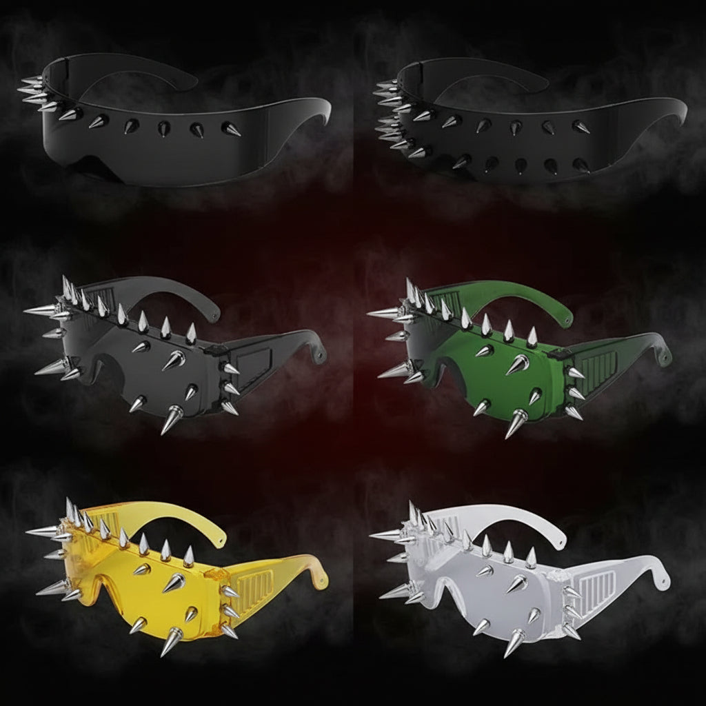 Novelty Punk Glasses Rock Large Shield Spike Fashion Weird Club Sunglasses Funny Party Glasses