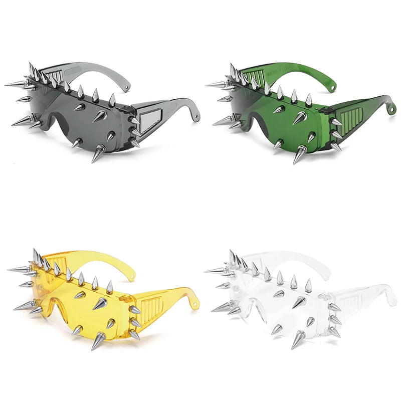 Novelty Punk Glasses Rock Large Shield Spike Fashion Weird Club Sunglasses Funny Party Glasses