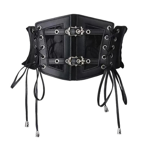 Ladies'S Retro Corset Belts Pin Buckle Elastic Lace & Gothic Style Cummerbunds Tie Rope Goth Punk for Women on Shirt Dress Belt