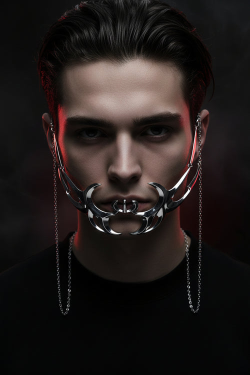 Fashion Gothic Mask Cyber Punk Liquid Irregular Silver Color Hollow Women Men Party Individuation Individual Jewelry Accessory