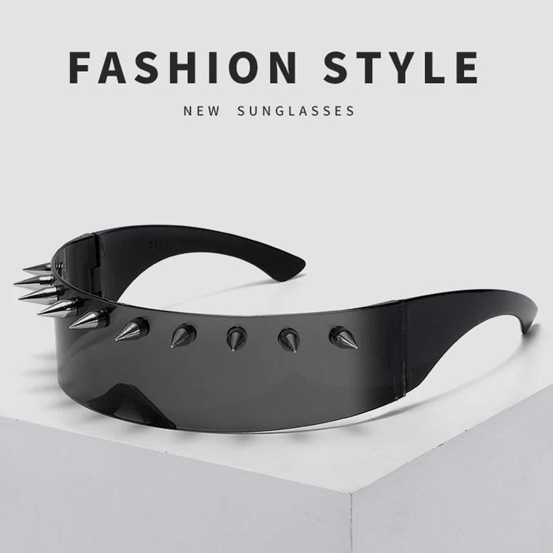 Novelty Punk Glasses Rock Large Shield Spike Fashion Weird Club Sunglasses Funny Party Glasses