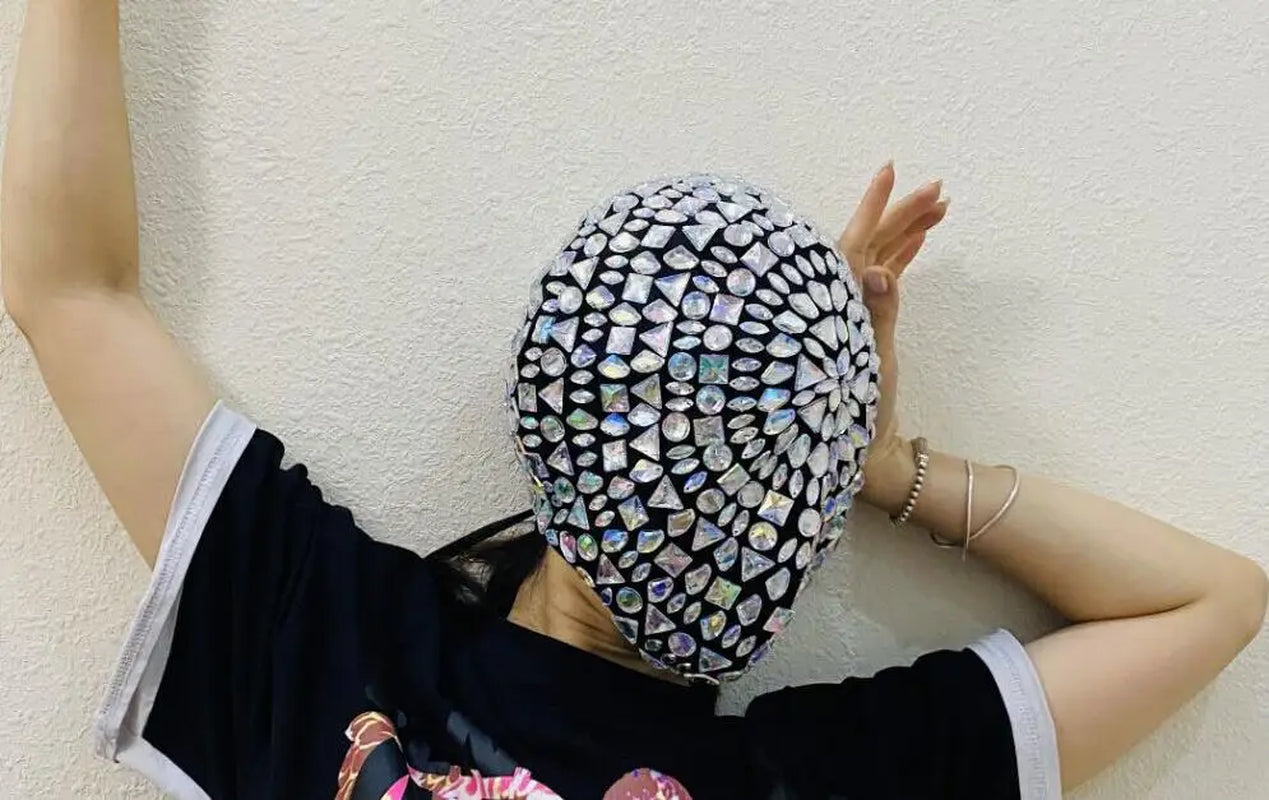 Night Club Dance Mask Hedgehog Headcover Thorn Bar DJ Performance Rivet Rhinestones Spikes Party