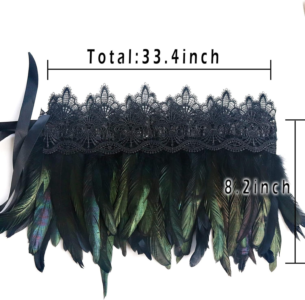 Black Feather Shrug Cape Shoulder Wrap Lace Collar Halloween Costumes for Women