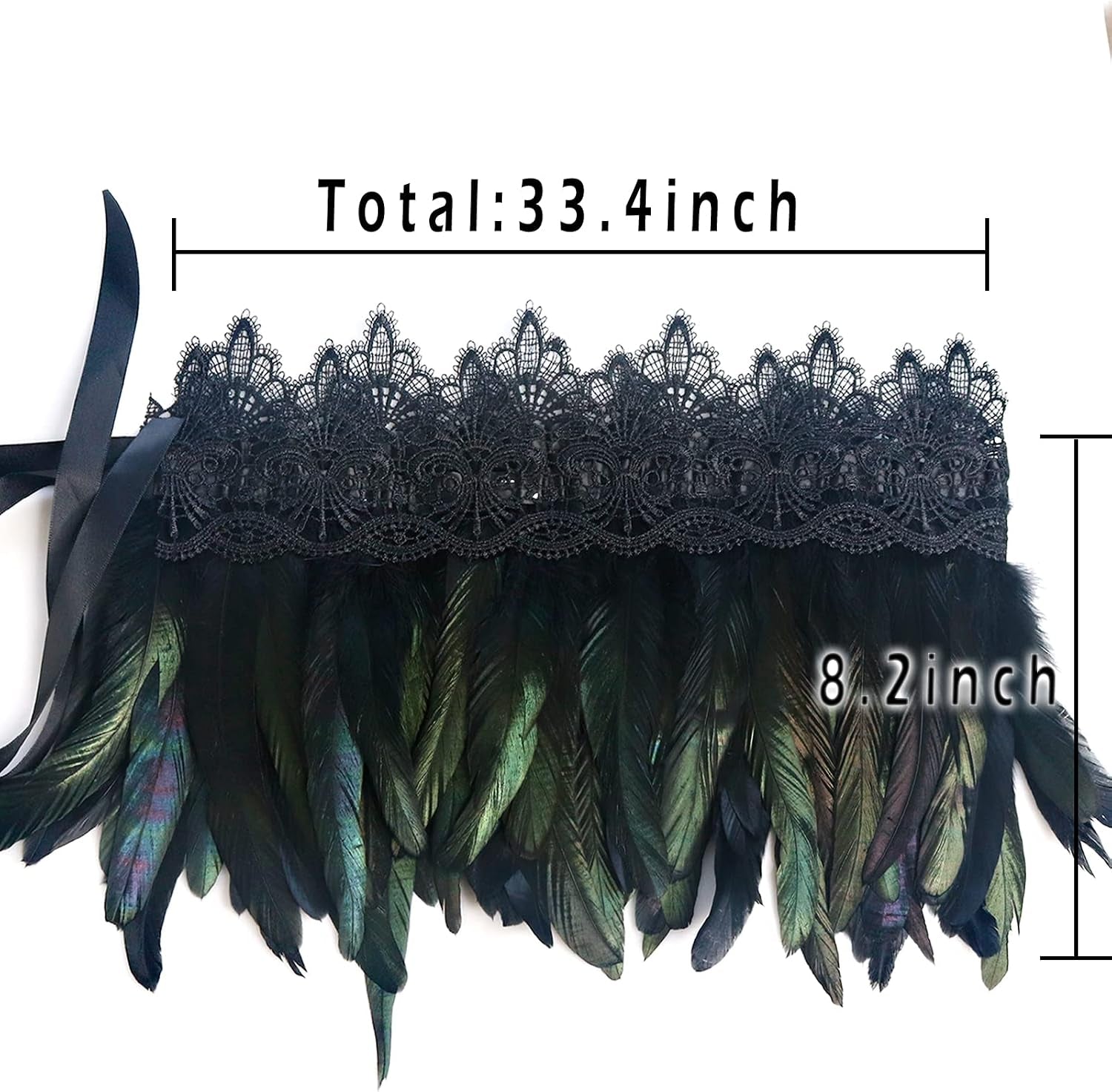 Black Feather Shrug Cape Shoulder Wrap Lace Collar Halloween Costumes for Women